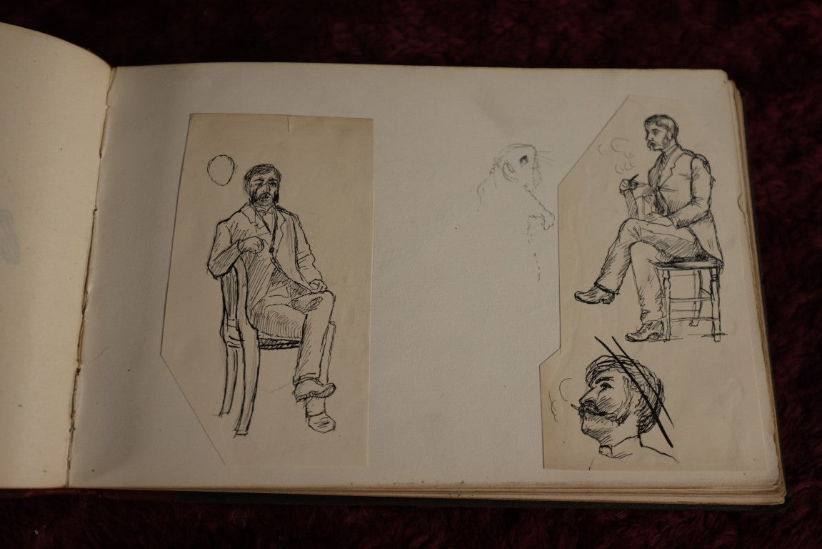 Lot 013 - Antique Sketchbook Of Jean Macleod, Massachusetts & New Hampshire, 1880s, Full Of Incredible Original Pencil Sketches And Drawings, Pen And Ink, And More