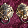Lot 152 - Pair Of Antique Brass Tin Lion Head Drawer Pulls, Forgot To Run Last Week