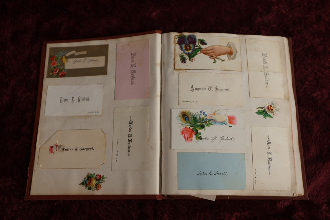 Lot 014 - Generous Victorian Scrapbook Packed With Mostly Calling Cards, As Well As Die Cuts, Other Scraps, Very Good Condition