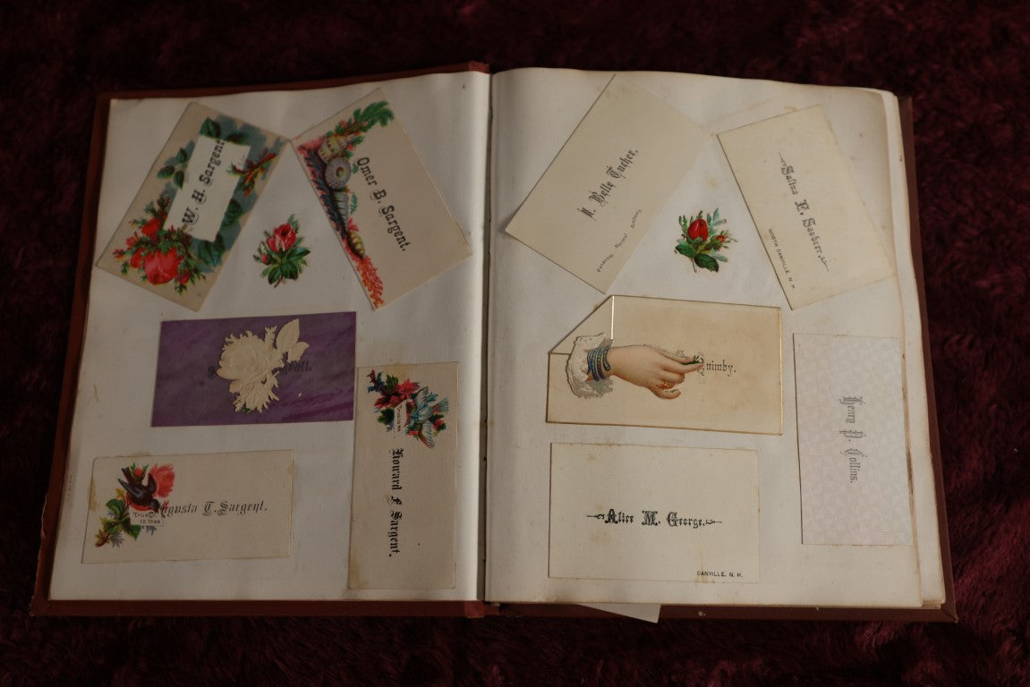 Lot 014 - Generous Victorian Scrapbook Packed With Mostly Calling Cards, As Well As Die Cuts, Other Scraps, Very Good Condition