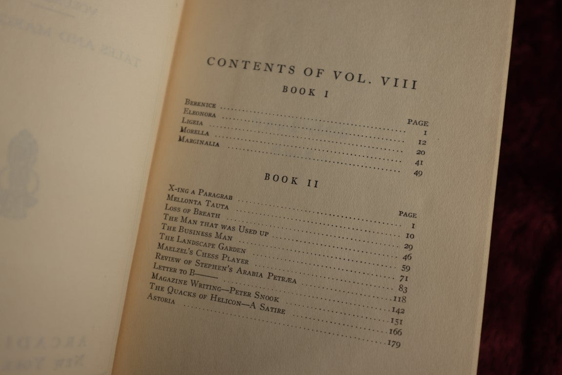 Lot 019 - The Works Of Edgar Allan Poe, Complete Eight Volume Set, Arcadia House, 1950, New York