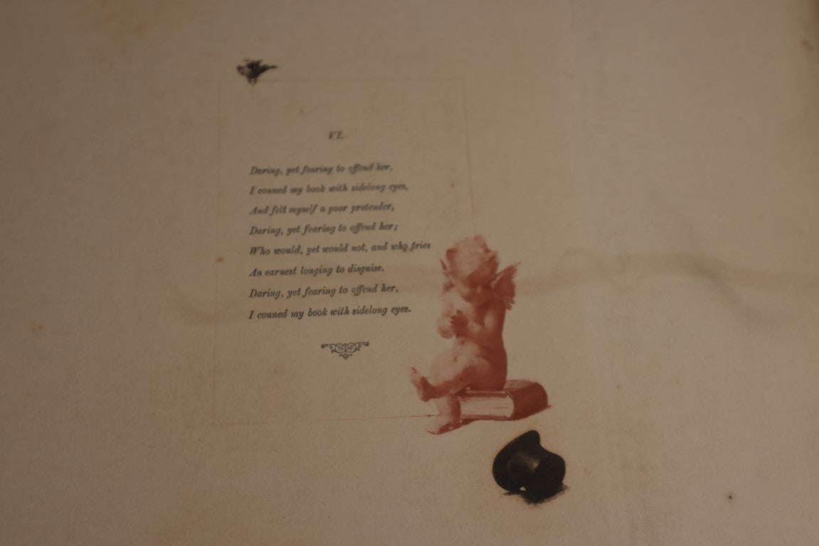 Lot 023 - The Modern Cupid, Antique Folio Collection Of Illustrated Prints And Poems, Incomplete, 11 Prints, Name On Cover