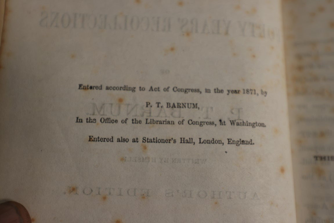 Lot 024 - Struggles And Triumphs Or Forty Years' Recollections Of P.T. Barnum, Written By Himself, Phineas T. Barnum Autobiography, 1872, Illustrated By Fay & Cox