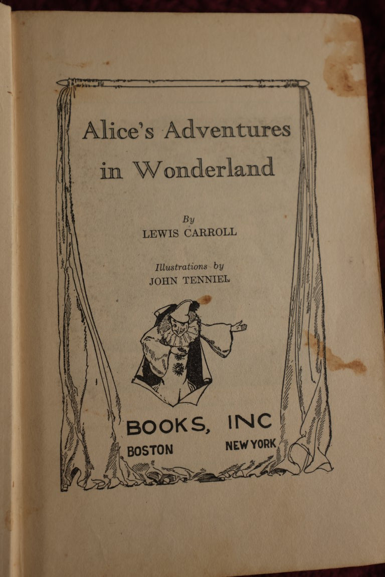 Lot 027 - Alice In Wonderland By Lewis Carroll With Illustrations By John Tenniel, Books, Inc. Antique Edition, Boston / New York