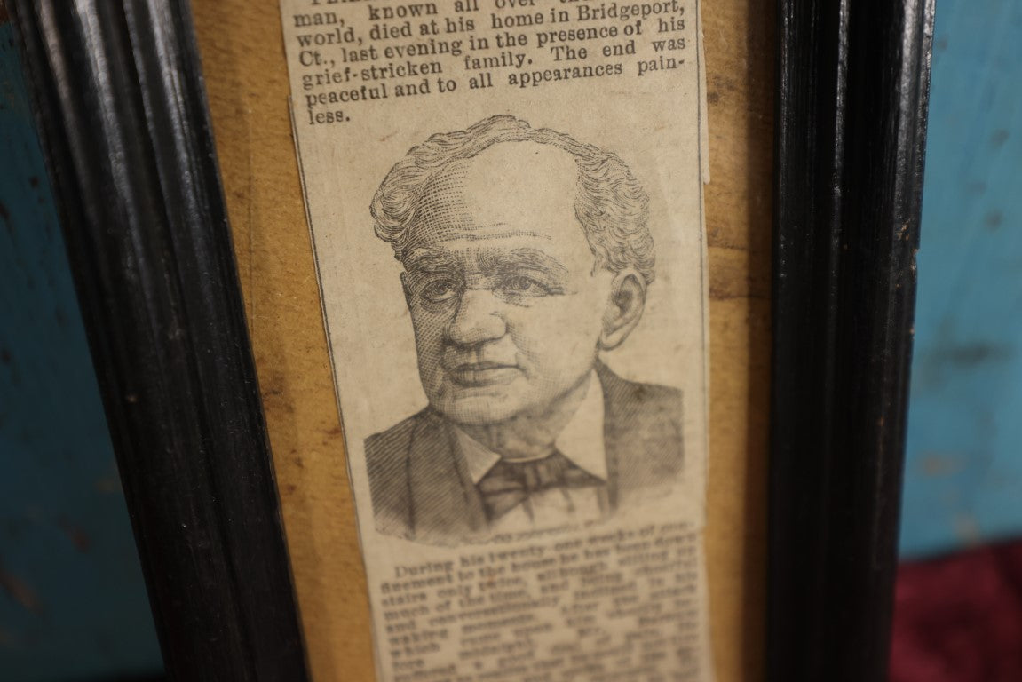 Lot 030 - Antique Framed Obituary For Phineas T. Barnum, P.T. Barnum, April 7th 1891, 80 Years Old