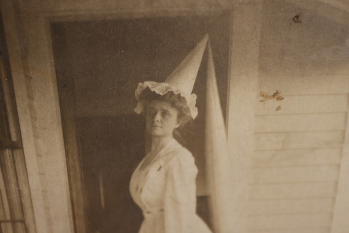 Lot 037 - Antique Boarded Photo Of Woman In Flowing "Fairy" Dress With Pointy Hat