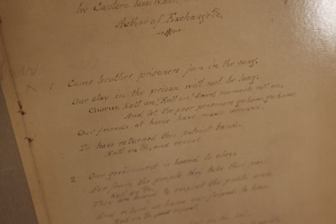 Lot 039 - The Prisoner's Song, Civil War Era Photo Of Song, Written Expressly For The Richmond Prison Association By Captain Issac W. Hart, Photographed From The Original Record Kept At Libby Prison, 1861, Grand Army Of The Republic