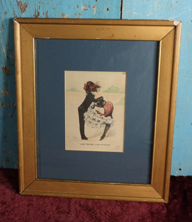 Lot 044 - Antique Comical Illustration Of Two Lovers, "I Can'T Tell Why I Love You But I Do"