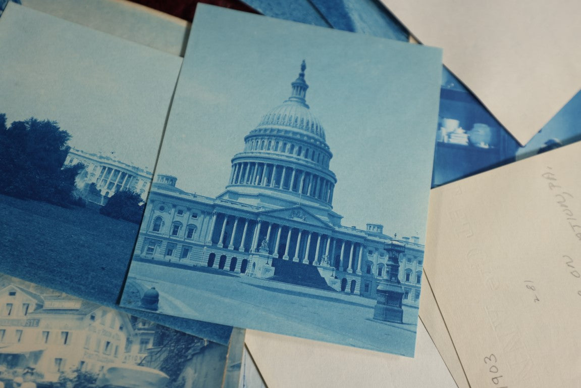 Lot 047 - Massive Grouping Of Antique Cyanotype Photographs, Circa 1895 - 1905, Many Of Washington D.C., Landmarks, Interiors, Portraits, Architecture - Over 125 Pieces