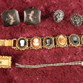 Lot 053 - Eleven Piece Mixed Jewelry Grouping Including Sterling Silver Thai Cufflinks, Tiny Pin Marked 10K, Mercury Dime Jewelry, And More