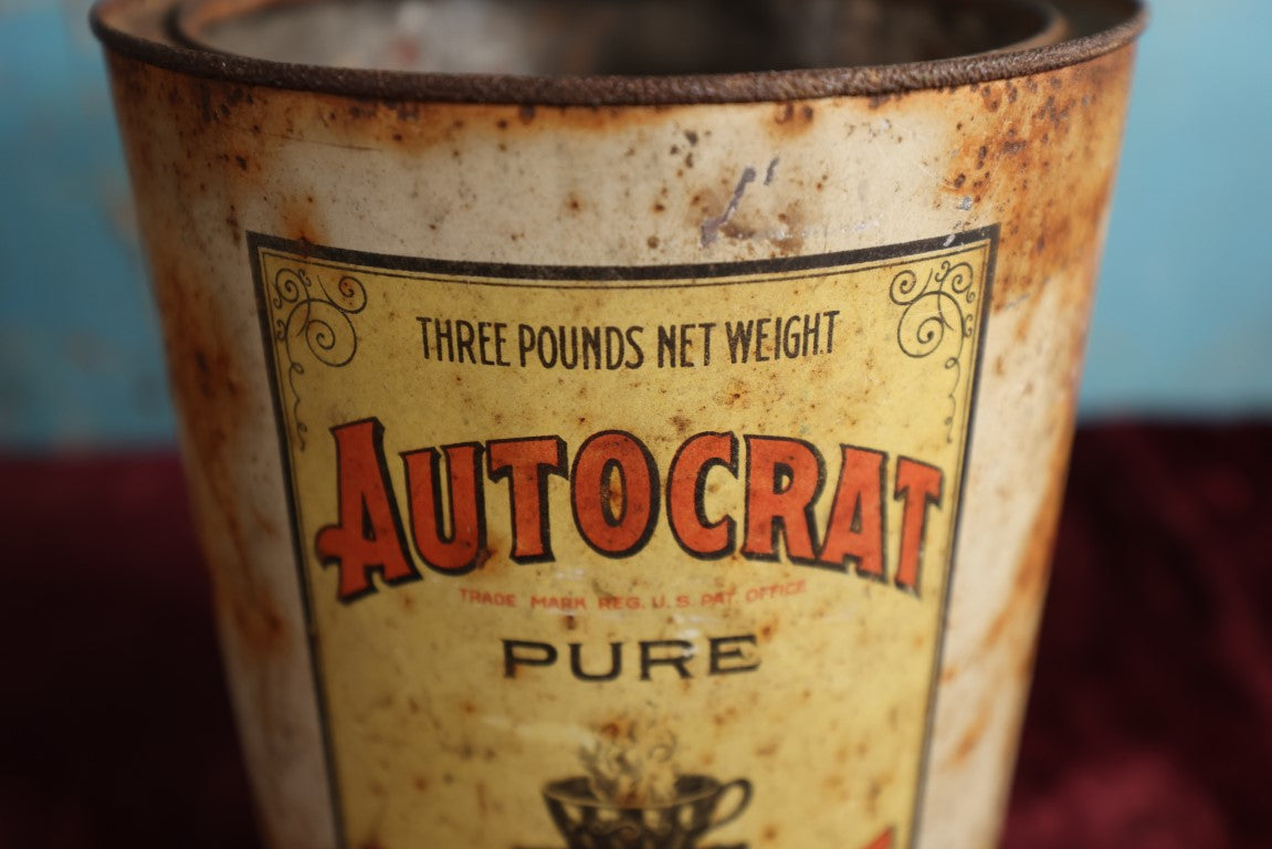 Lot 056 - Antique Autocrat Pure Coffee Tin, Roasted And Packed By Brownell & Field Co, Providence R.I., Use As Cookie Tin When Done