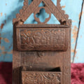 Lot 058 - Antique Cast Iron Two Tier Match Safe With Hinged Lid, Wall Hanger