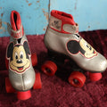 Lot 066 - Vintage Mickey Mouse Silver And Red Youth Rollerskates, Pair