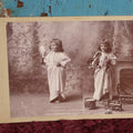 Lot 074 - Antique Double Exposure Cabinet Card Photograph Of Little Girl On Christmas Eve And Christmas Morning, W.E. Davis Photographer, Waterloo, New York