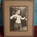 Lot 076 - Small Antique Boarded Photo Of Little Boy In Boxing Gloves