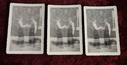 Lot 081 - Trio Of Double Exposure "Ghost" Snap Shot Photos Of Two Boys Doing Handshake, Same Photo, Three Copies (I Think), O'Brien Written On The Back