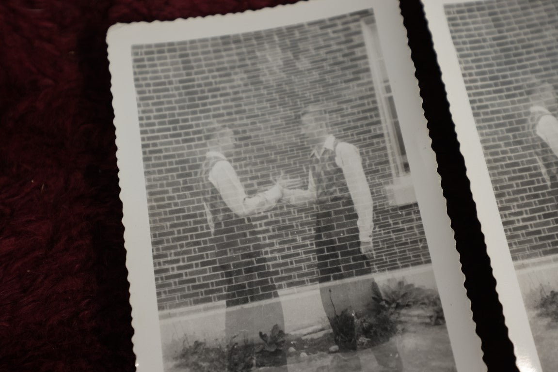 Lot 081 - Trio Of Double Exposure "Ghost" Snap Shot Photos Of Two Boys Doing Handshake, Same Photo, Three Copies (I Think), O'Brien Written On The Back