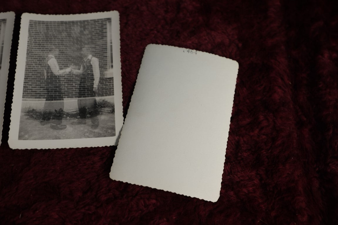 Lot 081 - Trio Of Double Exposure "Ghost" Snap Shot Photos Of Two Boys Doing Handshake, Same Photo, Three Copies (I Think), O'Brien Written On The Back