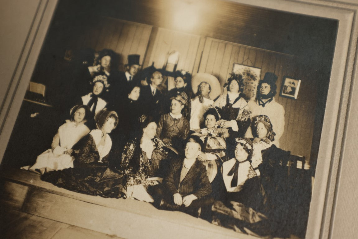 Lot 084 - Grouping Of Five Small Boarded Photographs Of Young Kids In Costume In A Play, South Manchester, Connecticut