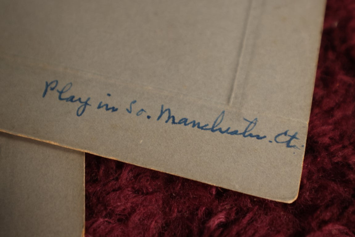 Lot 084 - Grouping Of Five Small Boarded Photographs Of Young Kids In Costume In A Play, South Manchester, Connecticut