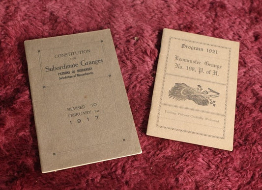 Lot 086 - Pair Of Grange, Patrons Of Husbandry Pamphlets, 1917 And 1921, Massachusetts