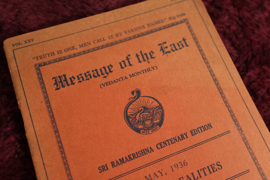 Lot 087 - Esoterica Pamphlet Publication, "Message Of The East," Copyright 1936 By Swami Paramanandam, Mystic And Poet, Vendata Philosophy Teacher