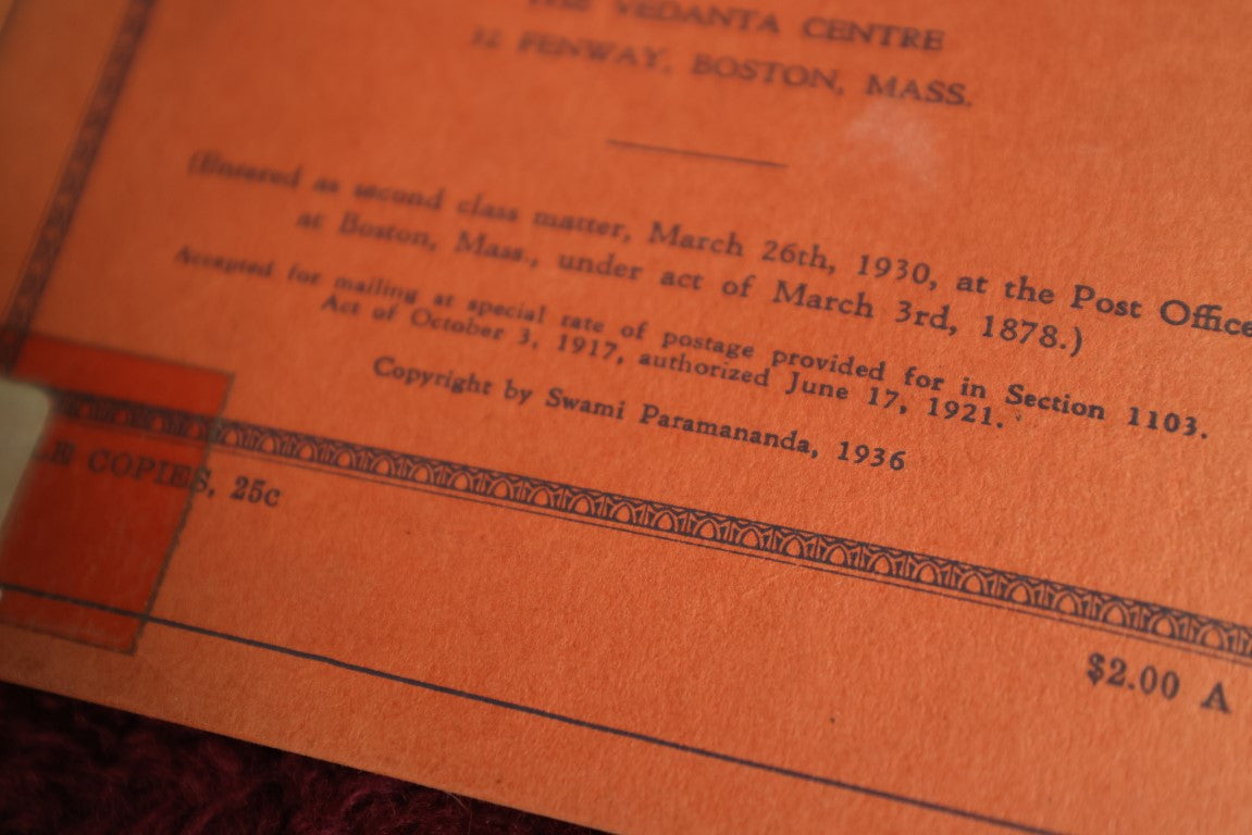 Lot 087 - Esoterica Pamphlet Publication, "Message Of The East," Copyright 1936 By Swami Paramanandam, Mystic And Poet, Vendata Philosophy Teacher