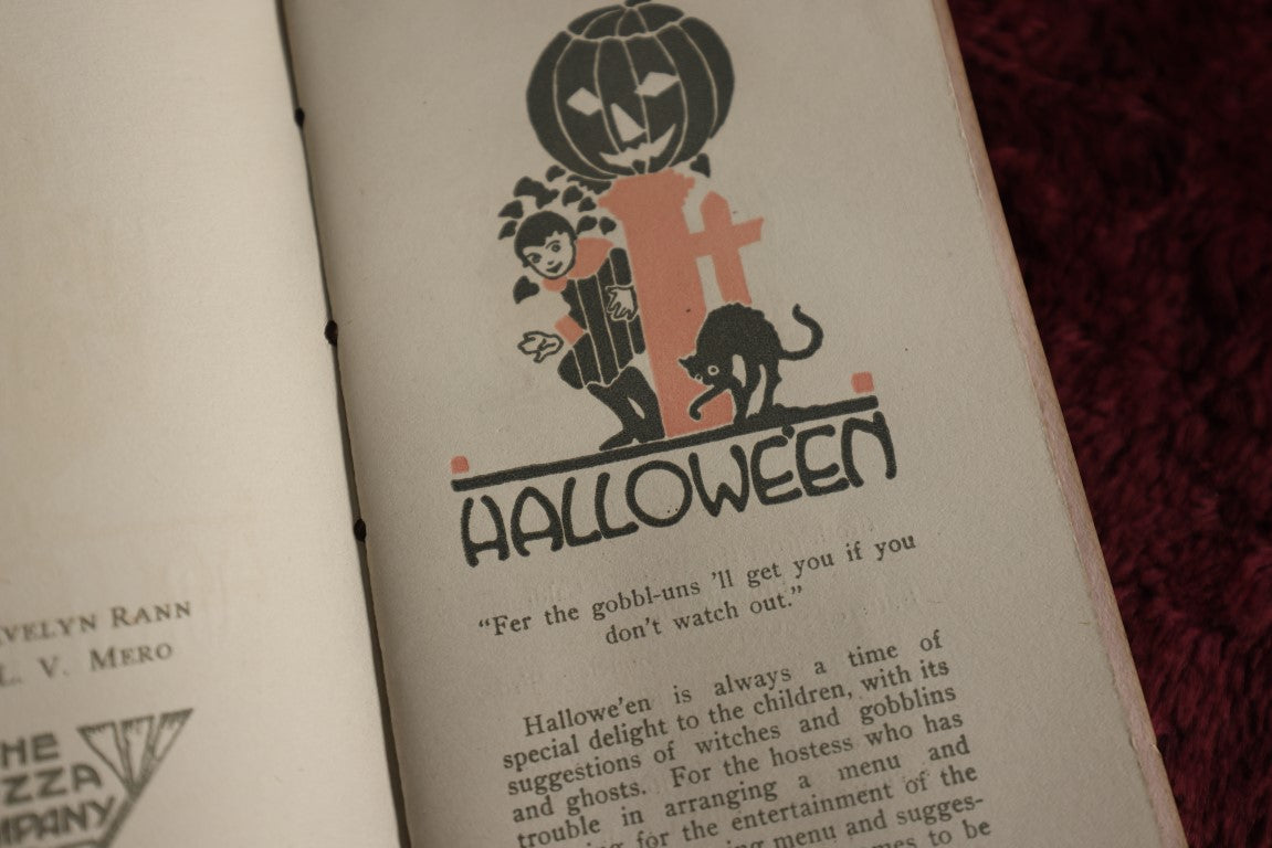 Lot 093 - The Children's Party And What To Serve, Antique Party Planning Activity Booklet, Including Games And Recipes For Halloween, Compiled By Evelyn Rann, Designs By L.V. Mero, By The Buzza Company