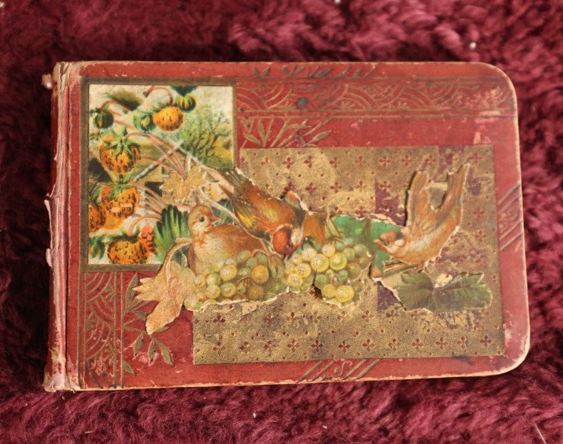 Lot 097 - Victorian Autograph Book For Bell White, Christmas 1888, Red And Gold, Birds On Cover