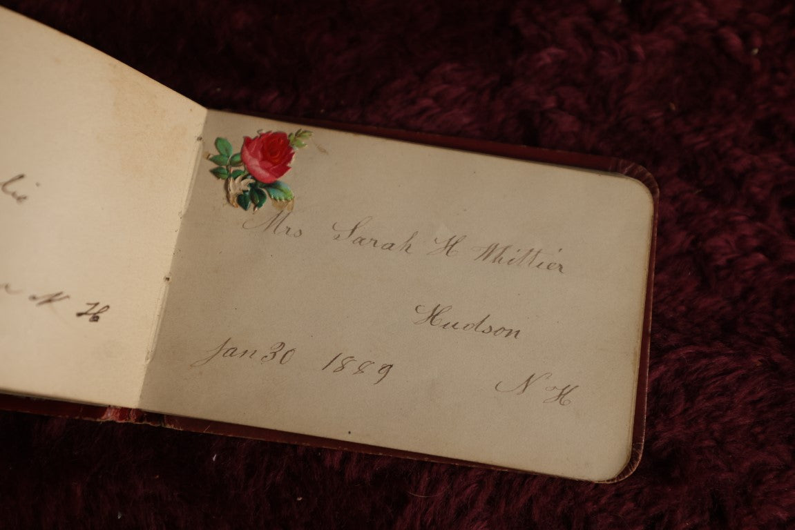 Lot 097 - Victorian Autograph Book For Bell White, Christmas 1888, Red And Gold, Birds On Cover