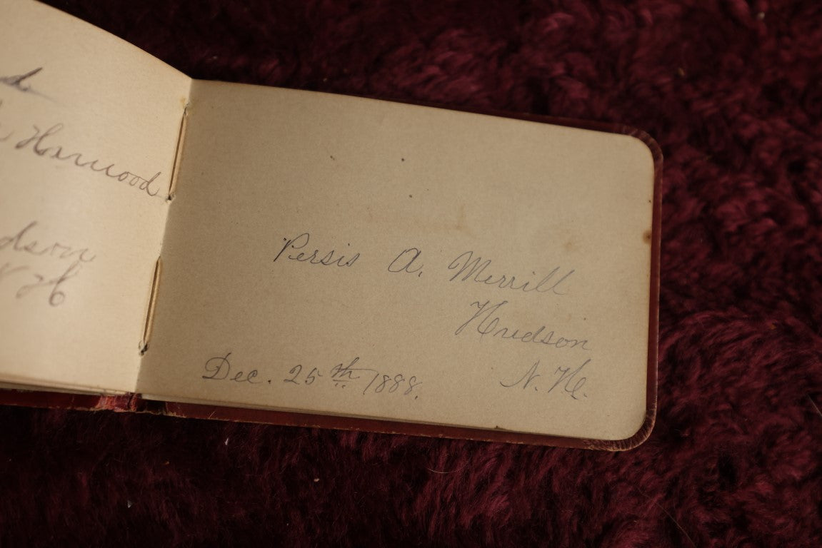 Lot 097 - Victorian Autograph Book For Bell White, Christmas 1888, Red And Gold, Birds On Cover