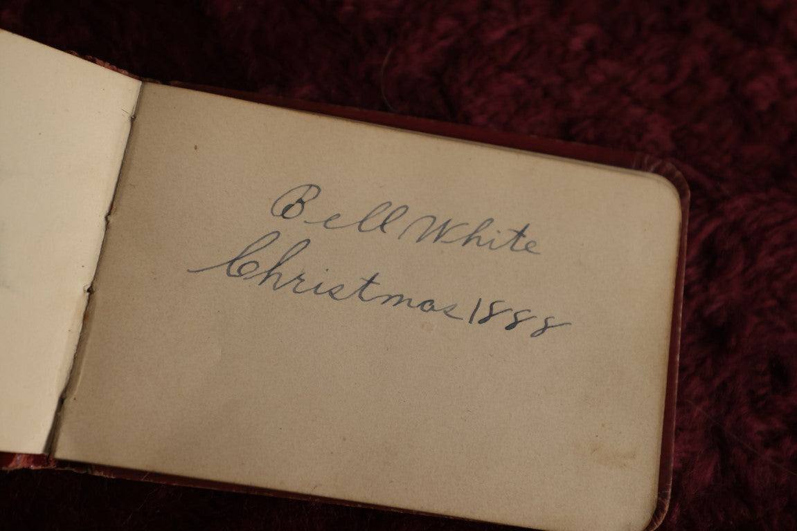 Lot 097 - Victorian Autograph Book For Bell White, Christmas 1888, Red And Gold, Birds On Cover