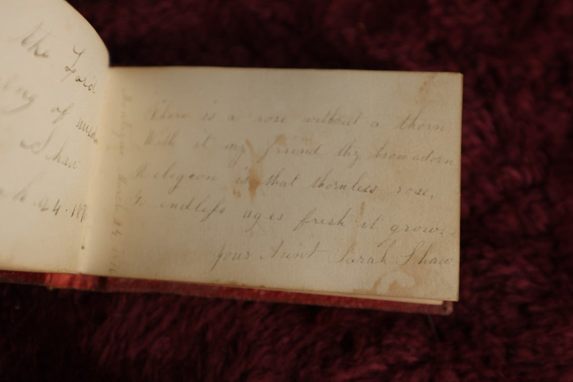 Lot 098 - Victorian Autograph Book, Red Cover With Gold Titling, Circa 1878, Eliza