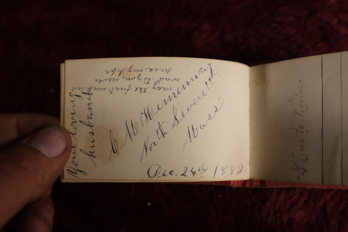 Lot 098 - Victorian Autograph Book, Red Cover With Gold Titling, Circa 1878, Eliza