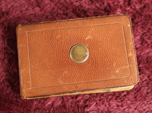 Lot 099 - Brown Leather Victorian Autograph Book With Brass Badge On Cover, Stunning Caligraphy Bird Drawing Pen And Ink By Charles A. Grant, 1884