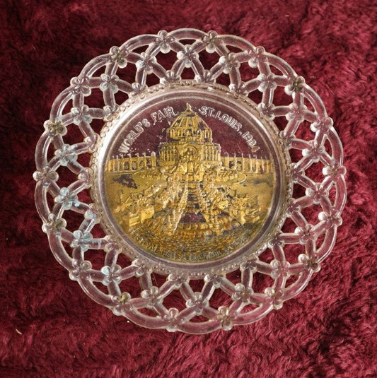 Lot 104 - Antique Glass Collector's Plate With Gold Paint, World's Fair, Springfield 1904, Festival Hall