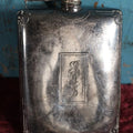 Lot 109 - Antique Silver Plate Hip Flask With Screw Top, Monogrammed, Note Dents, Etc