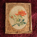 Lot 112 - Antique Paper Punch Flower Embroidery In Hard Image Mat And Frame, Done By Louisa E. Wheeler, Berlin, Massachusetts, Includes Her Calling Card