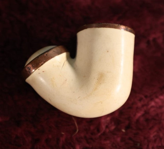 Lot 114 - Antique Carved Bone Pipe With Copper Rims, No Stem