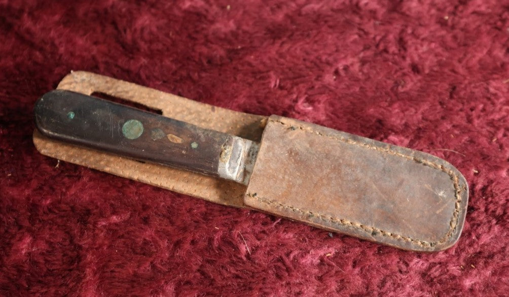 Lot 116 - Vintage Knife In Leather Sheath, Rusty And Worn, Belleville, N.J.