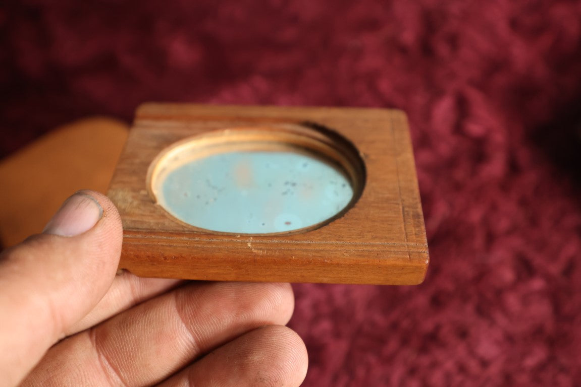 Lot 123 - Unique Hand Made Travel Pocket Mirror, Door Slides Off And Acts As Kickstand