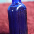 Lot 131 - Antique Small 2Oz Cobalt Blue Glass Ribbed Poison Bottle