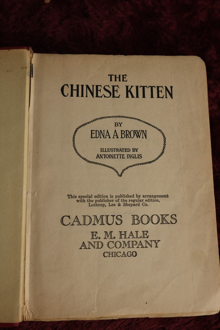 Lot 138 - The Chinese Kitten By Edna Brown, Antique Book With Cat On Cover, 1922, Chicago