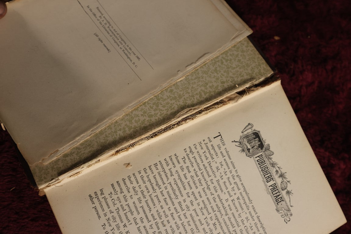 Lot 140 - Darkness And Daylight Or Lights And Shadows Of New York Life By Mrs. Helen Campbell - 1898 Book, Extremely Poor Condition, Many Interesting Illustrations