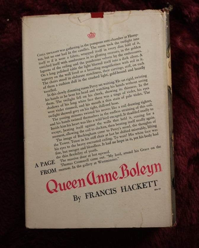 Lot 141 - Queen Anne Boleyn, A Novel By Francis Hackett, 1939 Vintage Book