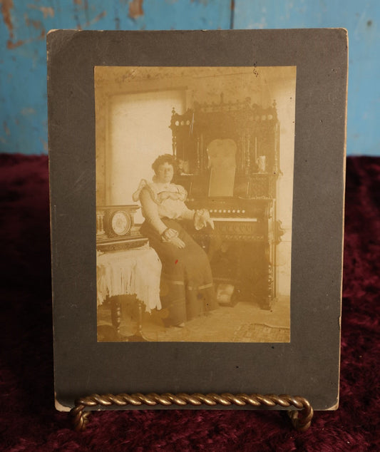 Lot 165 - Boarded Photo - Woman Sitting At Ornate Pump Organ