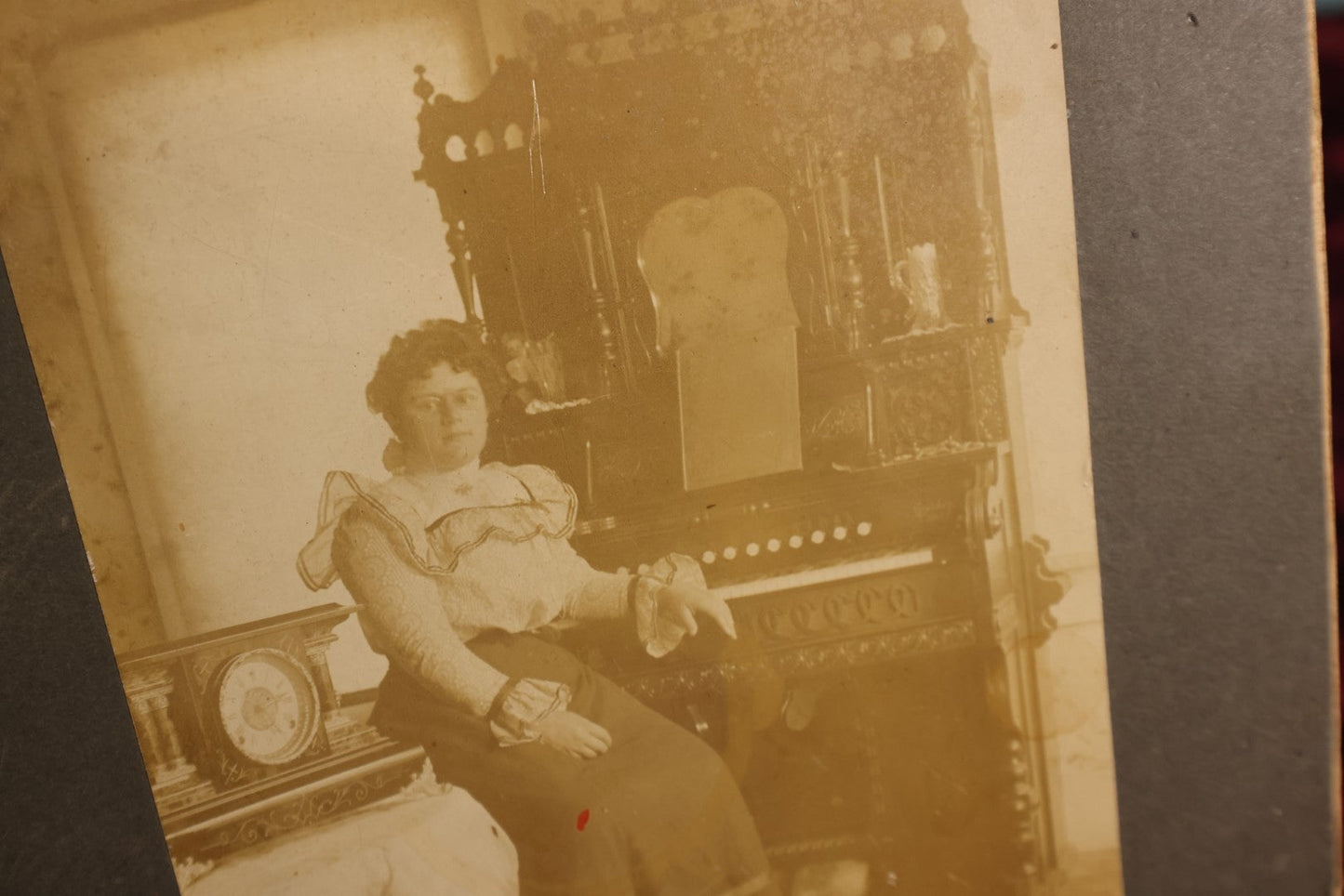 Lot 165 - Boarded Photo - Woman Sitting At Ornate Pump Organ