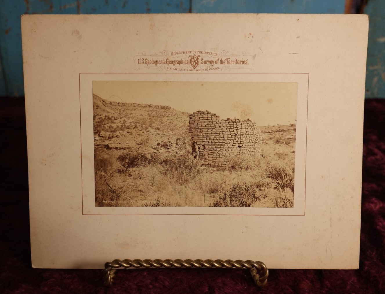 Lot 166 - F.V. Hayden Expedition, U.S. Geological Survey, Department Of The Interior, Albumen Photo By William Henry Jackson, Showing North American Indian (Ancestral Pueblo) Stone Ruins In Mancos Canyon, 1880