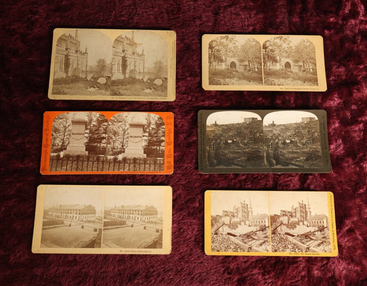 Lot 167 - Grouping Of Antiques Stereo Cards - St Patrick's Graveyard, Walworth Tomb, Libby Prison, Tomb Of Washington, San Francisco Disaster, Great Boston Fire Old North Church Ruins