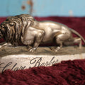 Lot 170 - Antique Lion Statue, Metal, Heavy, Engraved With Name Clare Barber